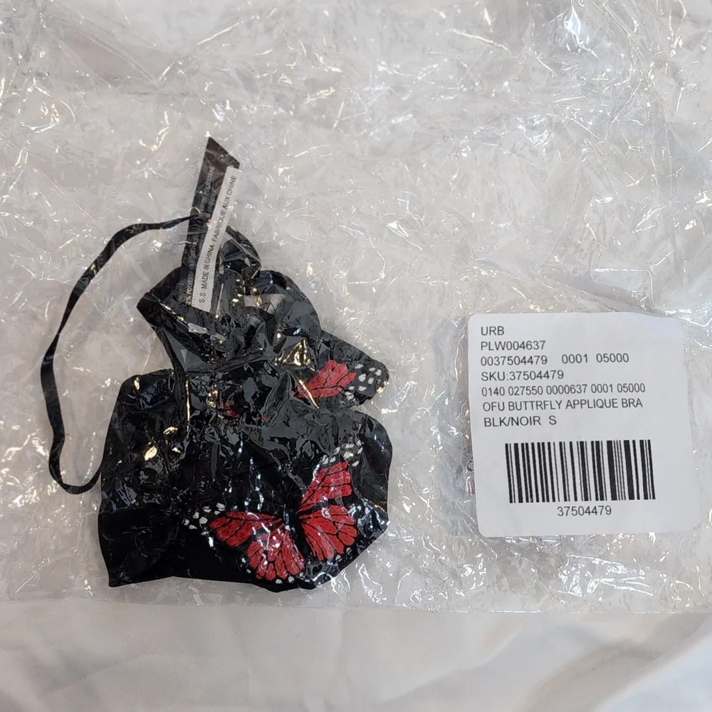 Urban Outfitters Butterfly Applique Bra Black Size S - Picture 3 of 7
